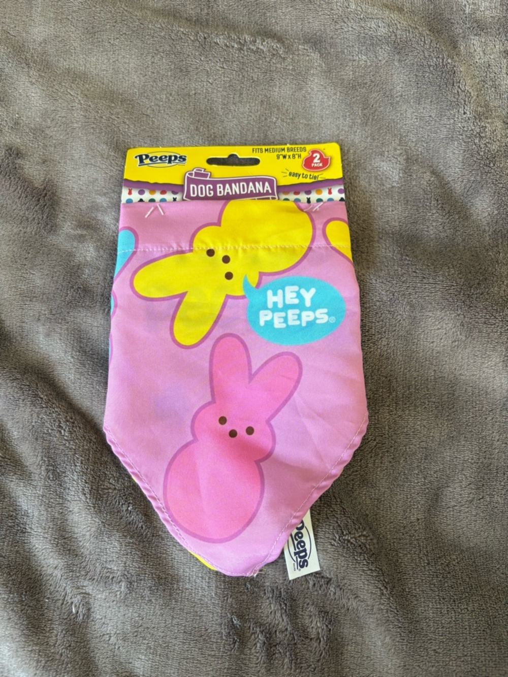 2 Pack Peeps Dog Bandana Size Medium (9”WX 8”H)